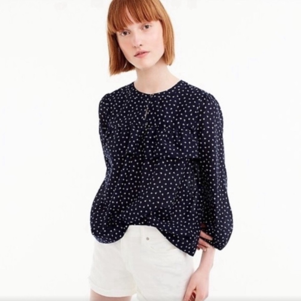 J. Crew Cherry Ruffle Blouse